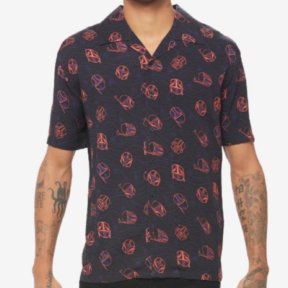 Our Universe Star Wars The‎ Mandalorian Helmets Woven Button-Up Unisex Shirt